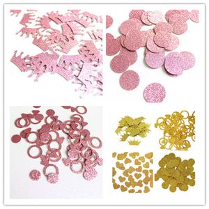 Rose Gold Crowns Paper Confetti 100 st / Set Tema Party Baby Princess Boy Birthday Confettis Baby Shower Bröllopsborddekorationer 20220224 Q2