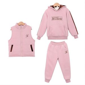 Baby Girl Clothes Warm Winter Hoodie Vest+Sweater+Pant 3pcs Sets Cotton Long Sleeve Sport Suits Designer Kid Clothing BT6765