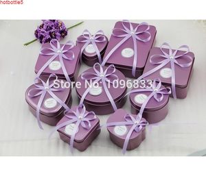 Wholesale square tin containers for sale - Group buy Purple Tin Metal Box Gift Candy Packaging Cans Heart Round Square Container Bonbonniere Lotgood jars