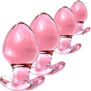 125* 66mm Huge Dmooth Crystal Glass Black   Pink Glass Dildo Anal Dilation Butt Plug Sex Toys For Men Women Big Ass Buttplugp0804