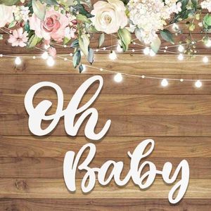 Huiran Oh Drewniany Drewniany List String Boy Girl Baby Shower Decordaion Urodziny Partii DCor Płeć Wyświetlanie Party Ściana Znak Dostawy 210610