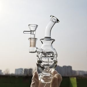 6.2 inch Clear Fab Egg Recycler oil dab rig bubbler Smoking glass water bong thick beaker glass pipe Tobacco Hookahs with 14mm male joint bowl New Type