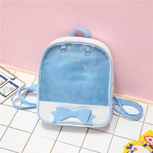 Discount Korean Large-capacity Backpack Bow Bag Transparent Pink Girl Cute Sister Bagnb016 Q0528
