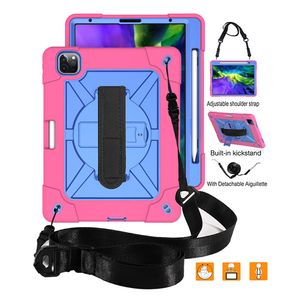 Tablet Pc Case Purple Bags With Straps Silicone 3 Layer Pen Holder Fixing For iPad Air4 10.9 9.7 Pro 10.2 11 Mini 1 2 Samsung Tab A8.4 T307 A7 10.5 T505