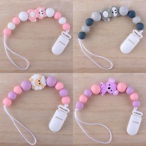 Baby Pacifier Clip Chain Wood Silicone Cute Sheep Bear Animal Beads Pacifier Chain Chew Baby Teether Toys Dummy Nipple Holder 1417 B3