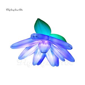 Concert Stage Backdrop Decorations Inflatable Blossoming Flower 2m/3m Blue Model Balloon Air Blow Up Flower With LED Light For Events