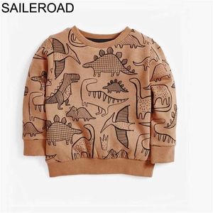 Saileroad Spädbarn Boys Sweatshirts Höstdjur Dinosaur Barntröjor Kläder för bomull Baby Kids Hoodies 211110