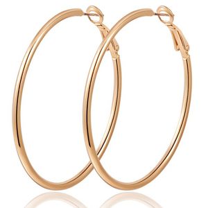 Enkel C-formad Big Hoop Ear Rings 20 30 40 50 60 70 mm Överdriven Geometrisk Metal Circle Loops Örhängen för kvinnor