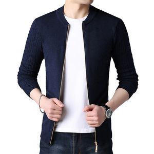 Browon Cardigan outono inverno malha cardigan para homens camisola slim fit suéteres casaco de cor puro jaqueta de cor Cardigan 210818