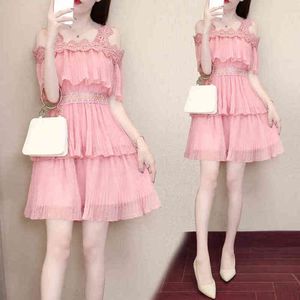2019 летние девочки-подростки розовые платья детская одежда 14 лет 165 см женское шифоновое платье q0716