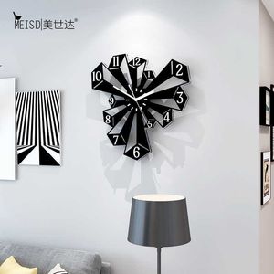 Kreativ Prism Silent Wall Clocks Modern Design Living Room Heminredning Inredning För Kök Dekorativ Akryl Konst Klockor 210724