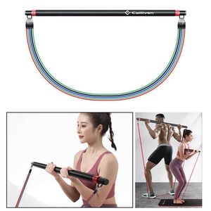 Pilates Bar Resistance Gummi Bands Yoga Elastisk Band Uppgradera Fit Träning Bar Set Pilates Motion Fitness Utrustning Pull Rope H1026