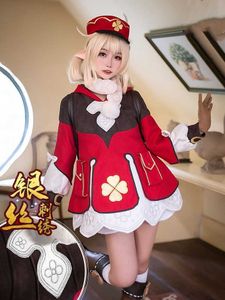 Anime oyunu jenshin etkisi cosplay kostümü klee proje cosplay kostümleri kadın elbise seti cadılar bayramı anime giyim şapkası y0903