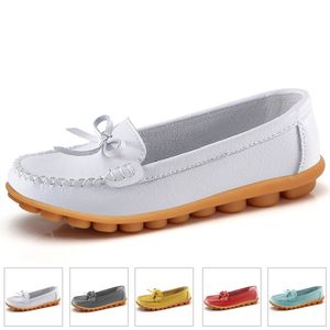 Freizeitschuhe, flache Schuhe, Damen-Loafer, Leder-Mokassins, Krankenschwester-Schuhe, weiße flache Schuhe für Damen, Slip-on-Ballerina, Übergröße 43 44