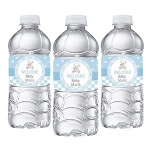 Rikivity 20 Stück personalisierte Bären-Babyparty-Wasserflaschen-Champagner-Etiketten Schokoriegel-Verpackungsaufkleber Hochzeit Geburtstagsdekoration 211122