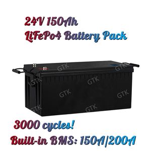 Pacco batteria 24v 150Ah lifepo4 con 8s bms ricaricabile per accumulo di energia 3600W inverter solare UPS alimentazione di riserva + caricabatterie 10A