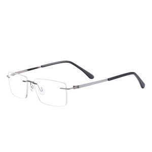 ファッションサングラスフレーム長方形の男性と女性の軽量のリムレス眼鏡の光学レンズのための金属処方Myopia Presbyopia
