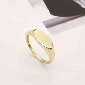 Anpassad Graverad Brev Charmig 9K 14k 18K Solid Guld Ring Real Gold Signet Base Kvinnor Guld Smycken Ringar