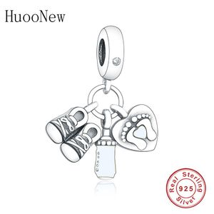 Стерлингового Серебра 925 Эмаль Baby Paw Treasure Nipple Pacifier Bead Fit Оригинальный Pandora Шарм Браслет Подвеска Изготовление Berloque Q0531