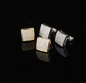 Luxury Designer Men Stud Earrings Hip Hop Fashion Man Earring Women Ear Ring Mens Diamond Earings Zircon Earing Bling Rapper Square Shape Mens Hiphop Studs