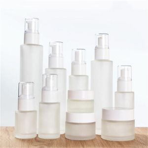 Frostat glasflaska Refillable Face Cream Jar Lotion Spray Cosmetics Förvaringsbehållare 20ml 30 ml 40 ml 80 ml 100 ml 120 ml