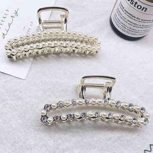 Hårtillbehör Smycken Koreansk Pearl Rhinestone Pin Top Clip På baksidan av huvudet Elegant kvinnlig Curling Headdress Bath Grab