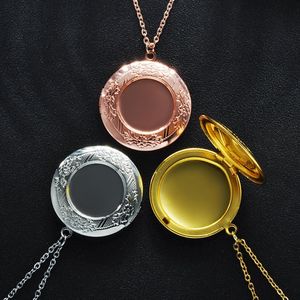 Hänge halsband vintage runda locket halsband kvinnor män älskare po box choker kedja öppning