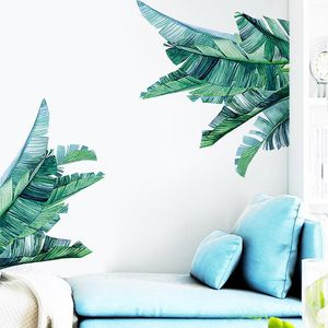 Наклейки на стену Тропический зеленый банановый лист для спальни гостиной дверной декор съемные из ПВХ наклейки для дома украшения дома