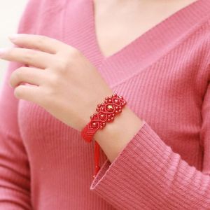 Braccialetti con pietre preziose rosse Braccialetti con ciondoli per donna Trecce fatte a mano Cinturini con stringhe regolabili Gioielli Z1c6