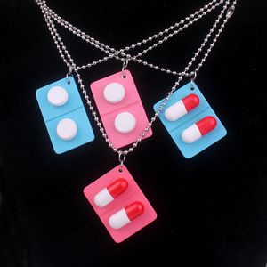 Handmade Wooden Capsule Pills Stainless Steel Pendant Necklace Funny Medicine Necklace for Women Girl Unique Jewelry Gift