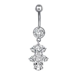 Cristal de aço circânico Zircon Bell Button Anéis Dangle Navel Nombril Ombligo Anel Mulheres Homens Corpo Jóias