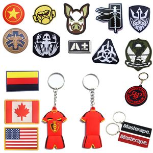 Utomhusplåster Krok och Loop Fästdon Gummi Plast Badges Armband Stickers Keychain Tactical PVC Patch Anpassning