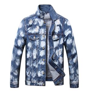 Ripped Hole Mens Denim Jacket 2022 Spring Autumn Jeans Coats Fashion Loose Male Outerwear Casual Veste Pour Hommes S-XXXL