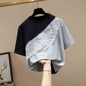 Short Sleeve Knitted Tops Summer Lady's Loose Blouse Wild Women's Shirt Sweet Shirt Women's Clothes Korean Pop 14675 210527