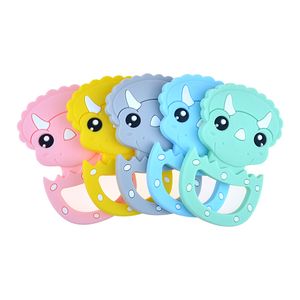 Dinossauro dos desenhos animados anel de silicone Teether y molar benefício brinquedo brinquedos bebê brinquedos de 12 a 24 meses m