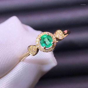 Cluster Rings Little Chic Green Crystal Emerald Gemstones For Women Gold Color Jewelry Vintage Bijoux INS Fashion Accessories 2022 Trend