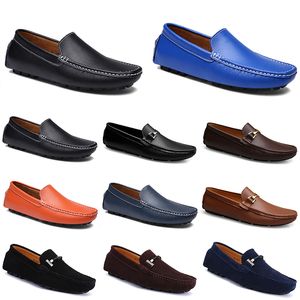 Couro Doudou Men Sapatos de condução casuais Softs respiráveis sola sola clara marinha preta azul azul prata amarelo calçado cinza