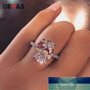 Oevasクラシック100％925スターリングシルバーオーバルハイカーボンダイヤモンド宝石ストーンの結婚式の婚約リングファインジュエリーギフト卸売工場価格専門家デザイン品質