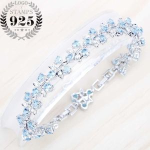 BELLE NOEL Silver Jewelry Sky Blue Cubic Zirconia Stones Fashion Bracelet For Women Free Jewelry Box G0916