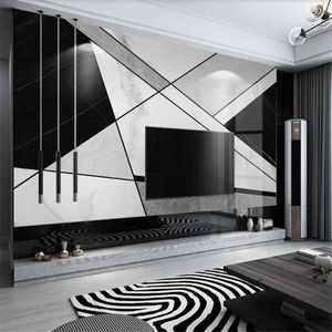 Beibehang özelleştirilmiş 3d modern minimalist siyah ve beyaz geometrik grafik gri mermer arka plan duvar kağıdı
