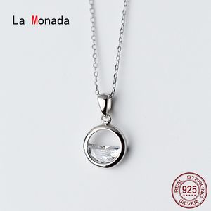 La Monada Women's Necklace 925 Silver Chains Woman On Neck Circle Half Pendant Fine Jewelry For Women Necklace Silver Girls Q0531