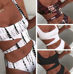 Женщины Купальник Сексуальный Кусок Бикини вырезать Купальники Push Up Monokini Летние купальные Костюмы Пляжная одежда Плавательный костюм для женской моды