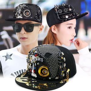 Wholesale pins cap for sale - Group buy 2021 New Adult Hip Hop Punk Rock Full of Pins Snapite Snapback Hats Bboy Cool Flat Peaked Baseball Caps Gu1f