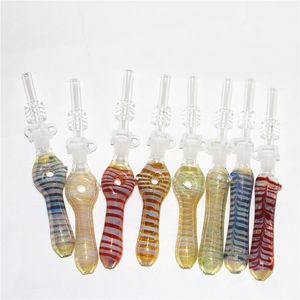 Narghilè Kit di nettare di cannucce di vetro con punte di quarzo Dab Straw Oil Rigs Silicone Smoking Pipe rig