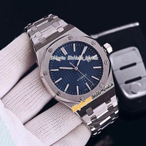 Новые 41mm 15400st.oo.1220ST.03 15400 Miyota 8215 Автоматические мужские часы Синяя текстура набора из нержавеющей стали браслет для беседов роскошь Hello_Watch