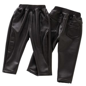 Leather Pants For Boys Solid Color Girls Trousers Mid Wiat Children's Spring Autumn Toddler Clothes Girl 210528