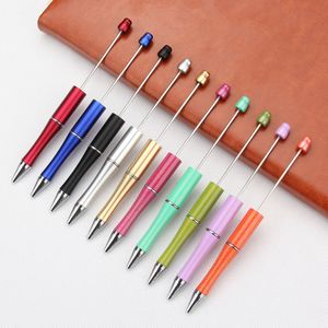 Color da mistura variada adicionar um esferas esferográficas beadable frisado caneta blanks promocional crianças jogar presentes de natal creative diy plástico bead ball pens