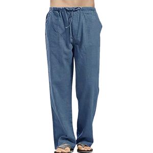 Calças masculinas casuais de algodão solto e lençóis calças frescas com roupas de bolso roupas masculinas Ropa hombre elástica cintura corredores mens calças #w x0615