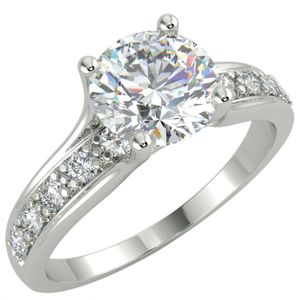 Anello di fidanzamento con diamante solitario da 1 ct taglio rotondo SI1/D placcato in oro bianco 14 carati