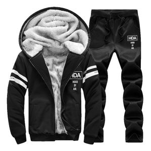 Men Polyester Thicking Tracksuits Sweatshirt Sporting Fleece Gyms Spring Jacket + Pants Casual Women Track Suit Sportswear Fitness